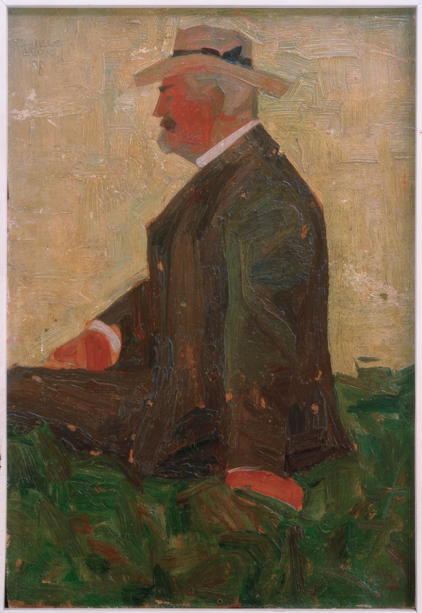 Portret brodatego mężczyzny w słomkowym kapeluszu (Leopold Czihacz autorstwa Egon Schiele