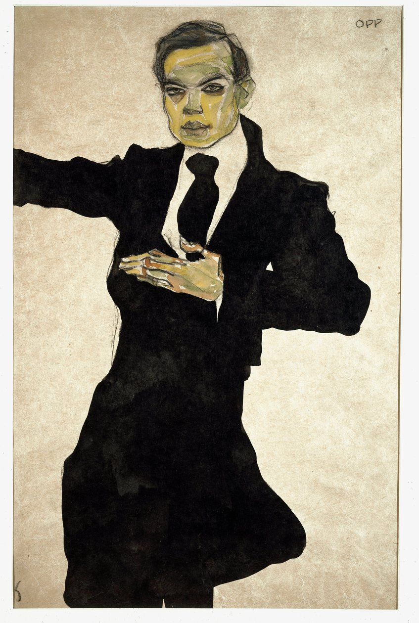 Portret Maxa Oppenheimera (1885-1954), niemieckiego malarza Rysunek Egona Schiele (1890-1918), autorstwa Egon Schiele
