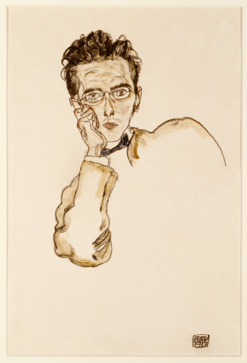 Portret handlarza dziełami sztuki, Paul Wengraf, 1917 autorstwa Egon Schiele