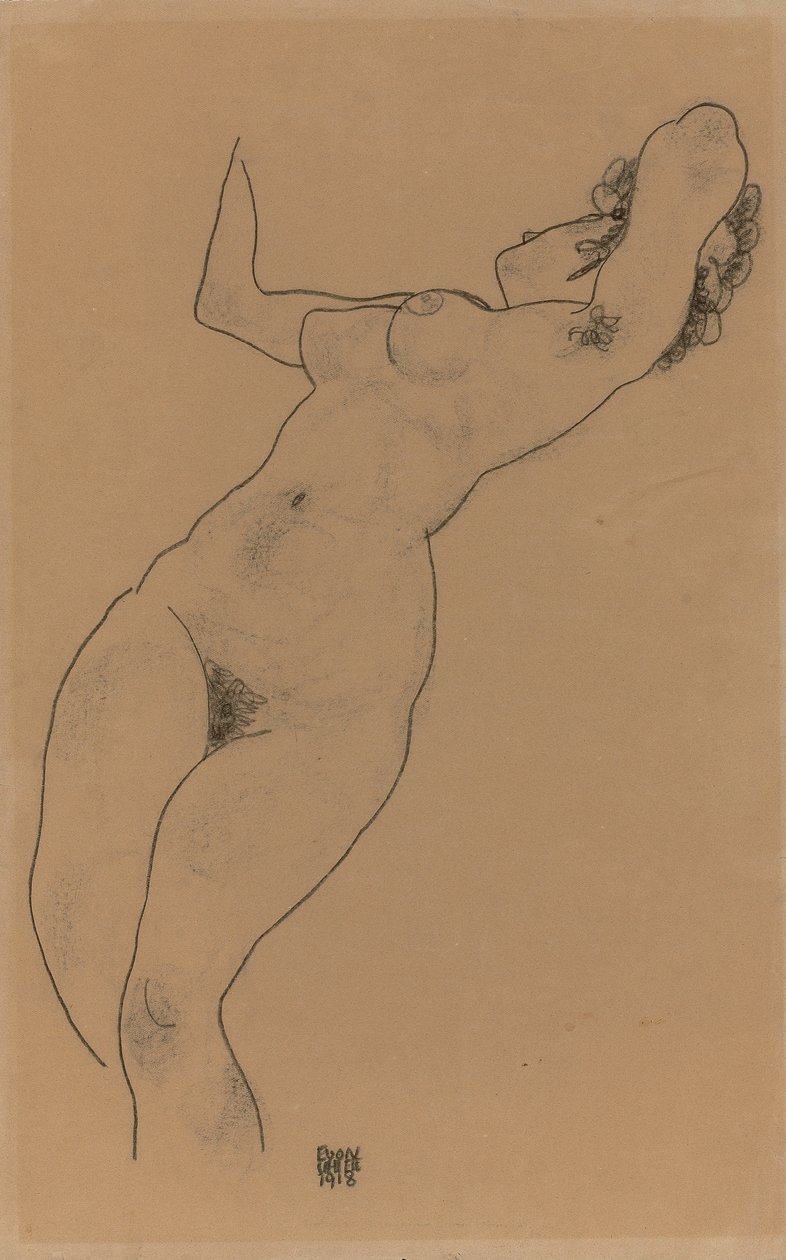 Leżąca nago; Akt leżący, 1918 autorstwa Egon Schiele