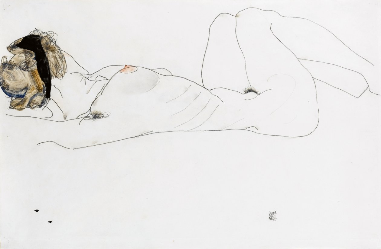 Leżąca naga kobieca, 1912 autorstwa Egon Schiele