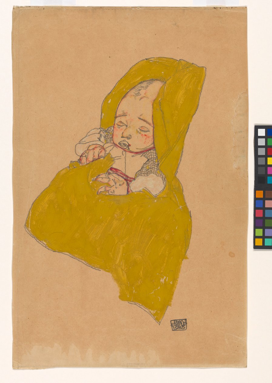 Säugling im Wickelpolster autorstwa Egon Schiele