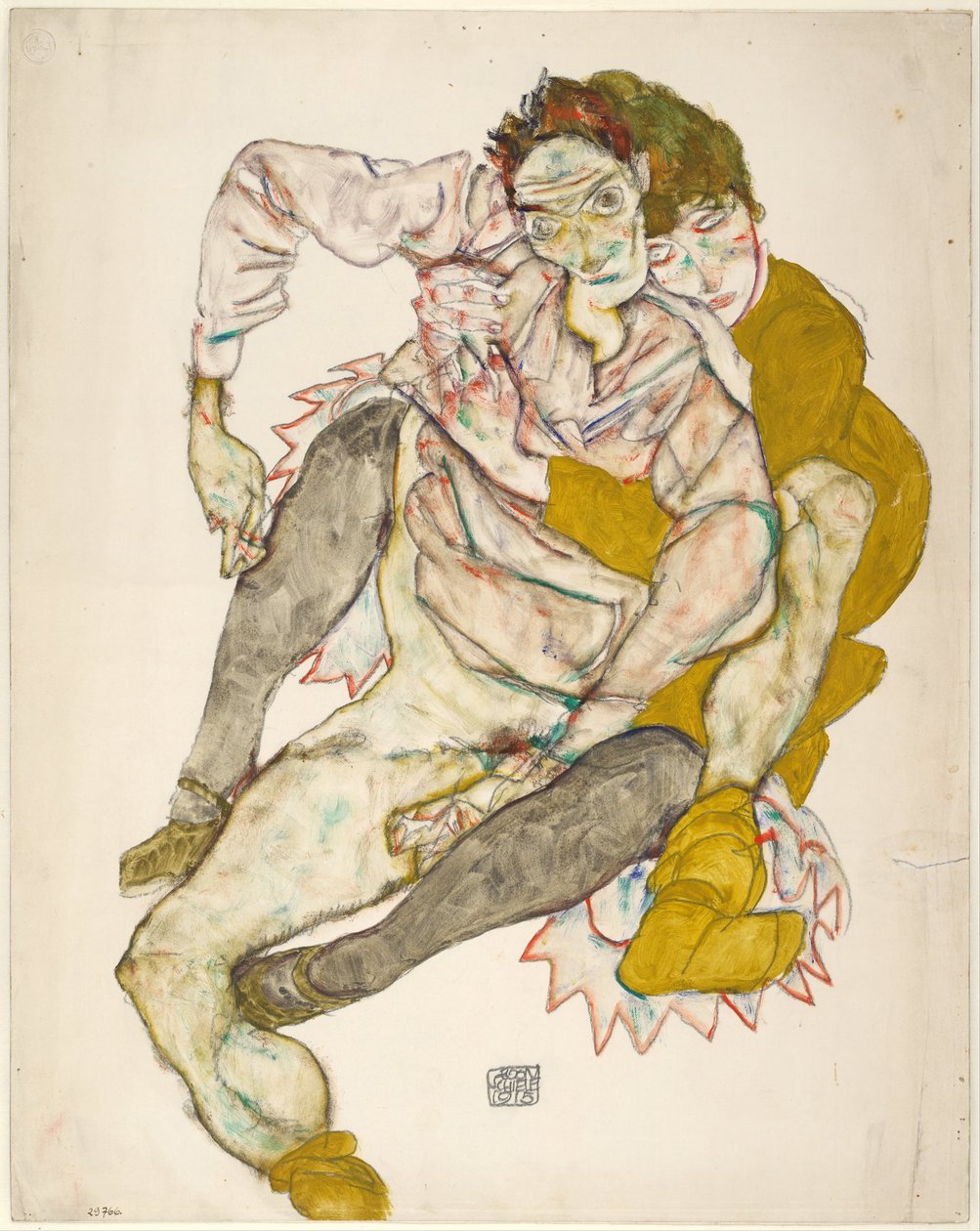 Siedząca para, 1915 autorstwa Egon Schiele