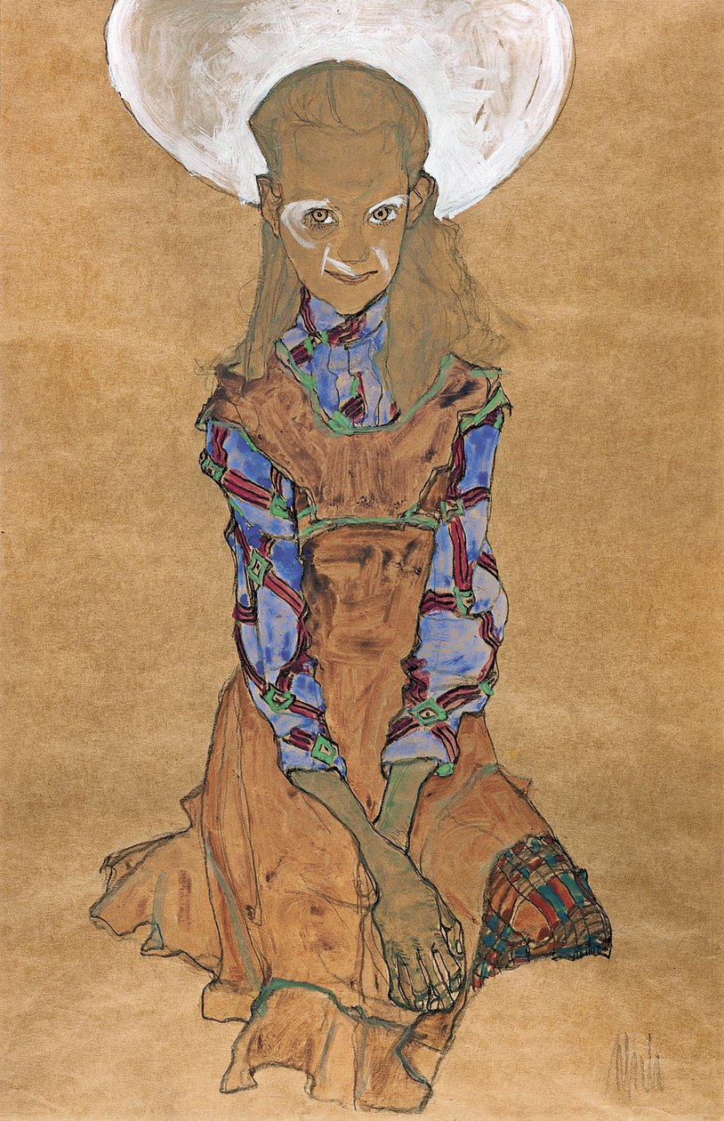 Siedząca dziewczyna Poldi Lodzinsky, ok. 1930 r. 1910 autorstwa Egon Schiele