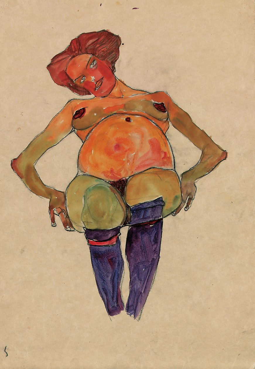 Siedząca kobieta w ciąży autorstwa Egon Schiele