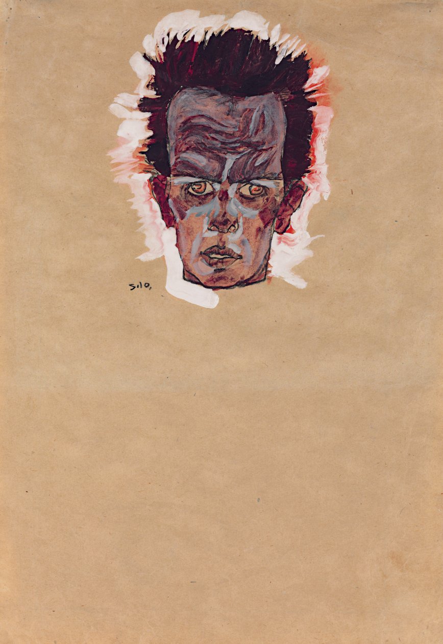 Autoportret, Głowa; Autoportret, Głowa, 1910 autorstwa Egon Schiele