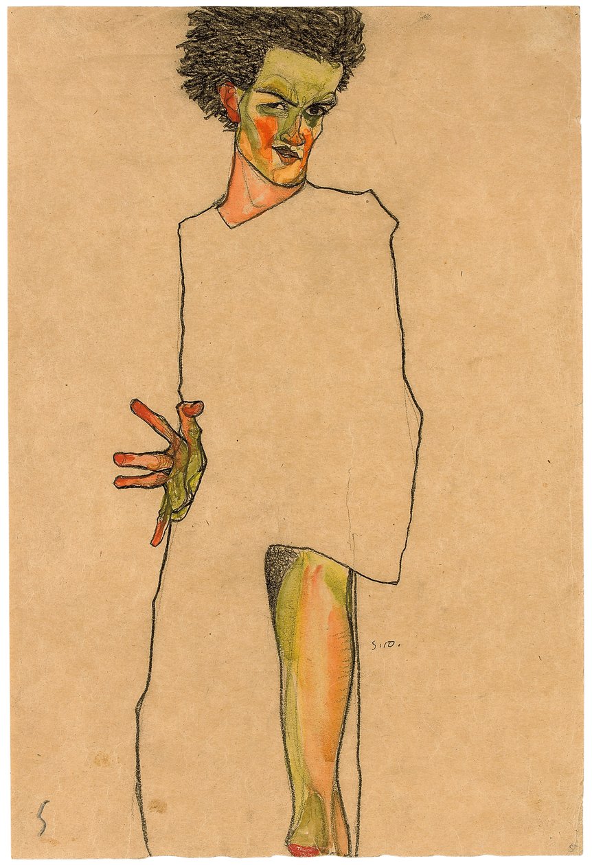 Autoportret; Samokształcenie, 1910 autorstwa Egon Schiele