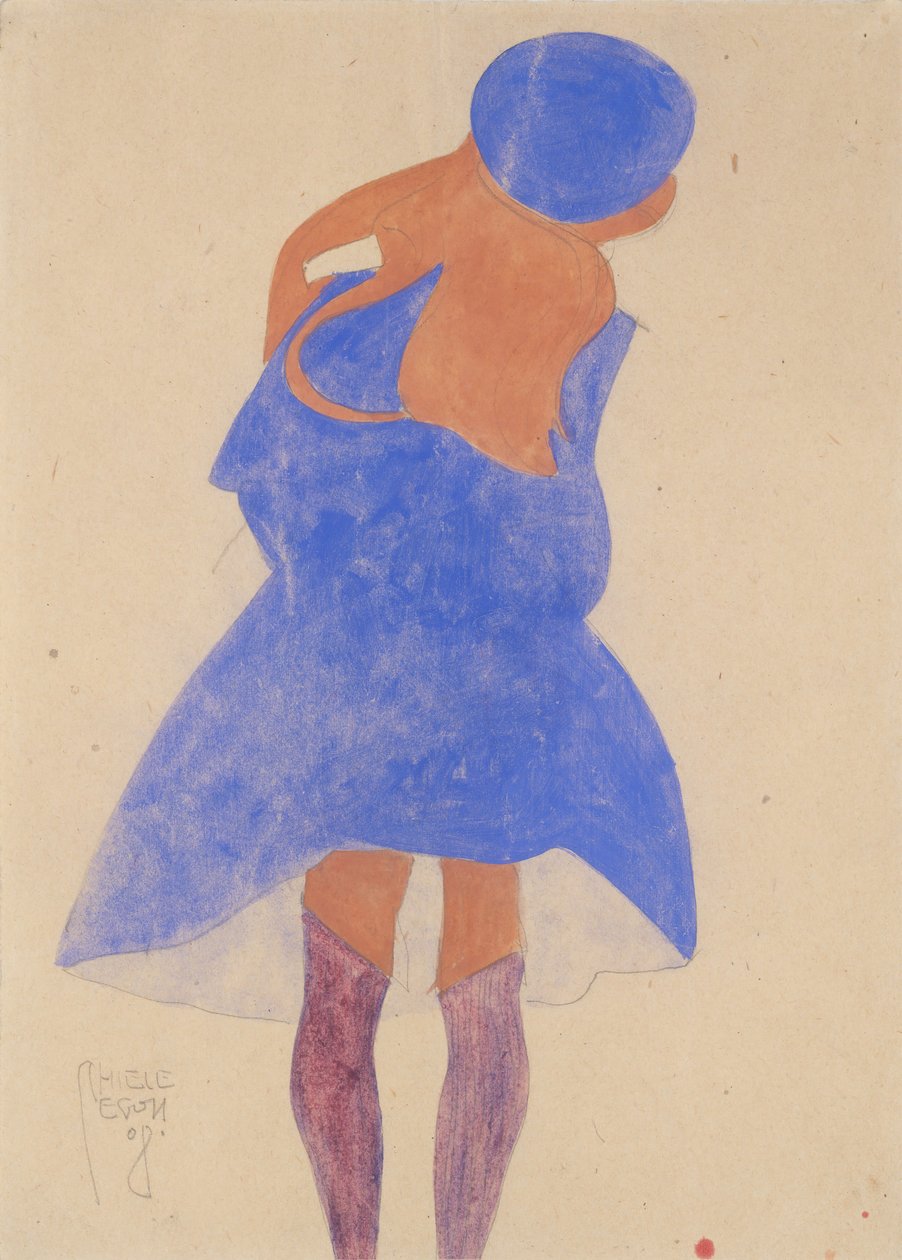 Stojąca dziewczyna, widok z tyłu, 1908. autorstwa Egon Schiele