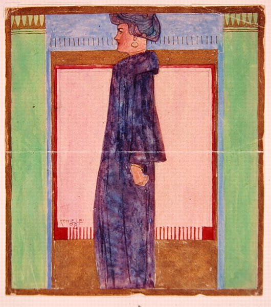 Stojąca kobieta (akwarela na papierze) autorstwa Egon Schiele