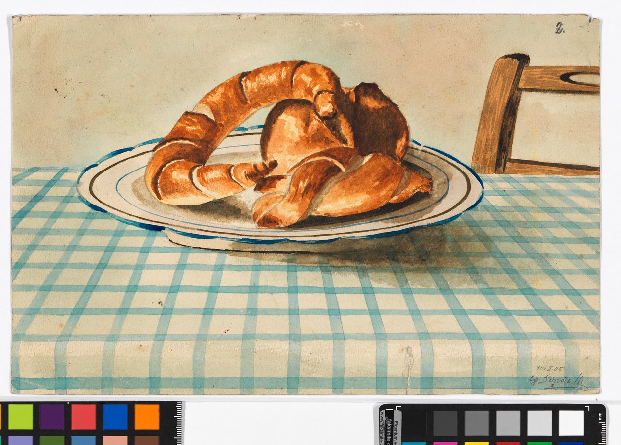 Stillleben mit Gebäck autorstwa Egon Schiele