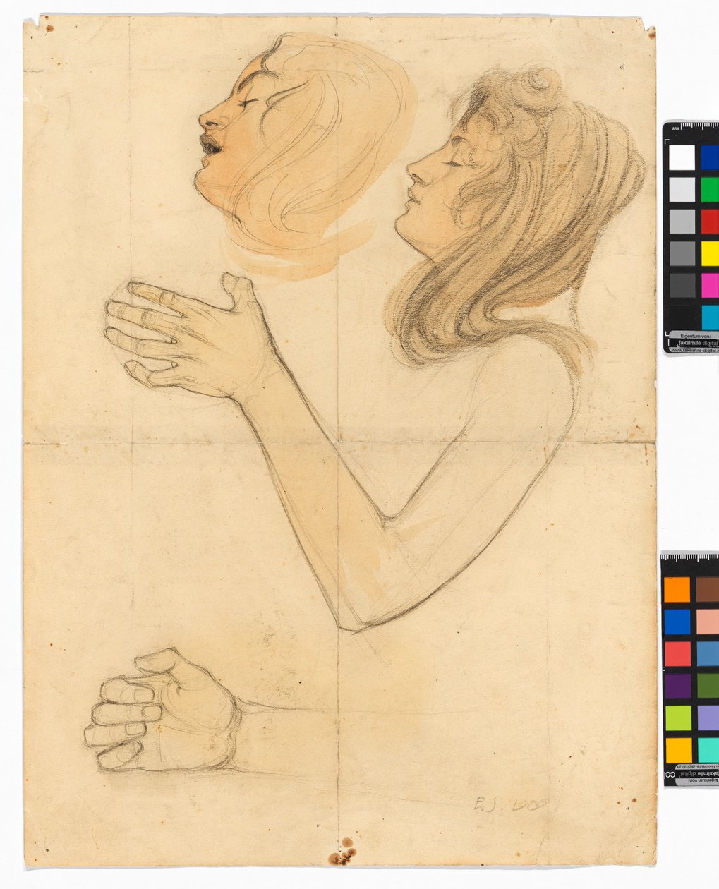 Studien der Schwester des Künstlers, Gertrude Schiele autorstwa Egon Schiele