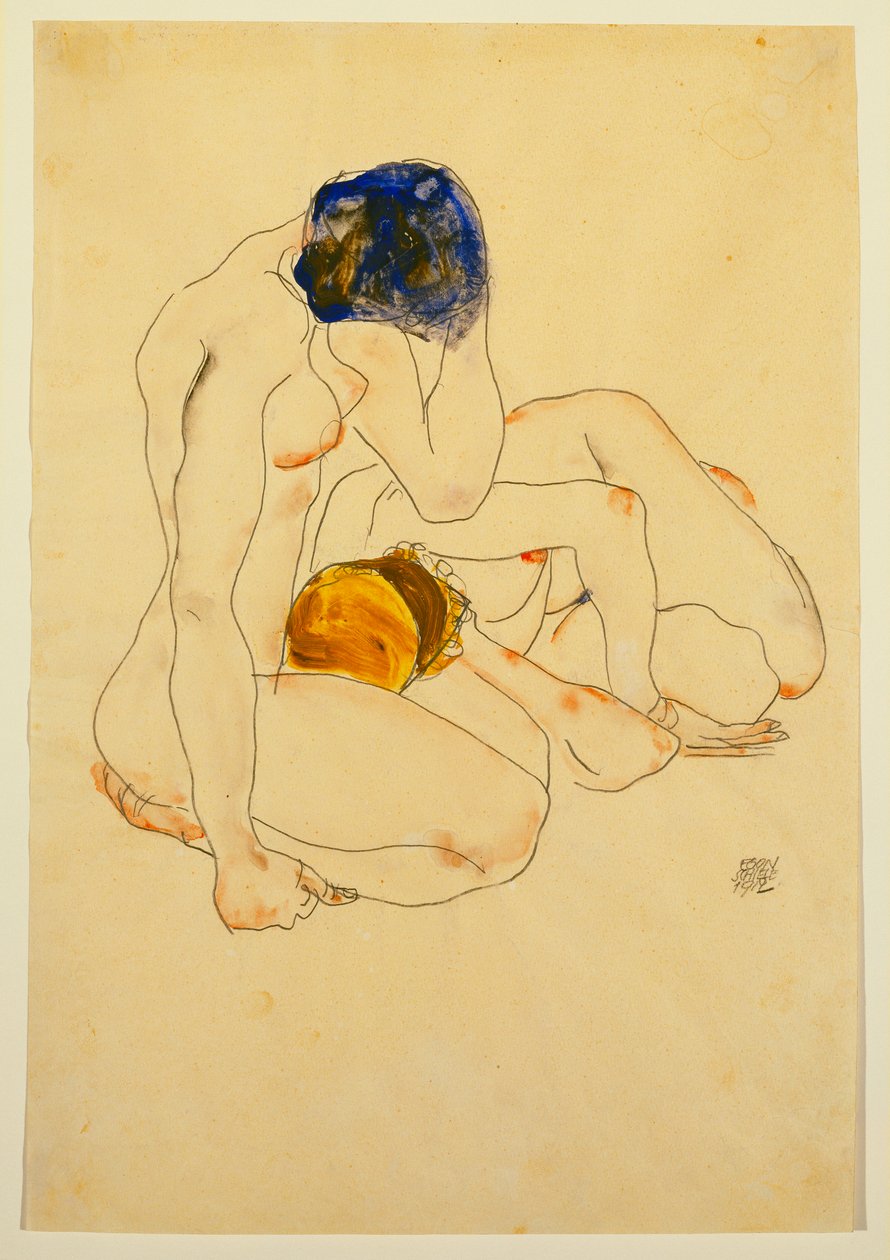 Dwóch przyjaciół, 1912 autorstwa Egon Schiele