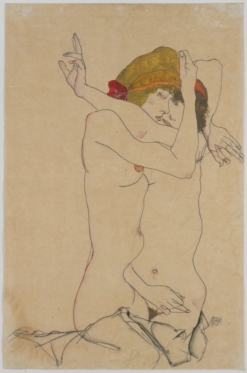 Dwie kobiety w objęciach, 1913. autorstwa Egon Schiele
