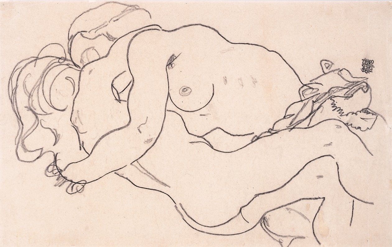 Dwa obejmujące akty kobiece, 1918 autorstwa Egon Schiele