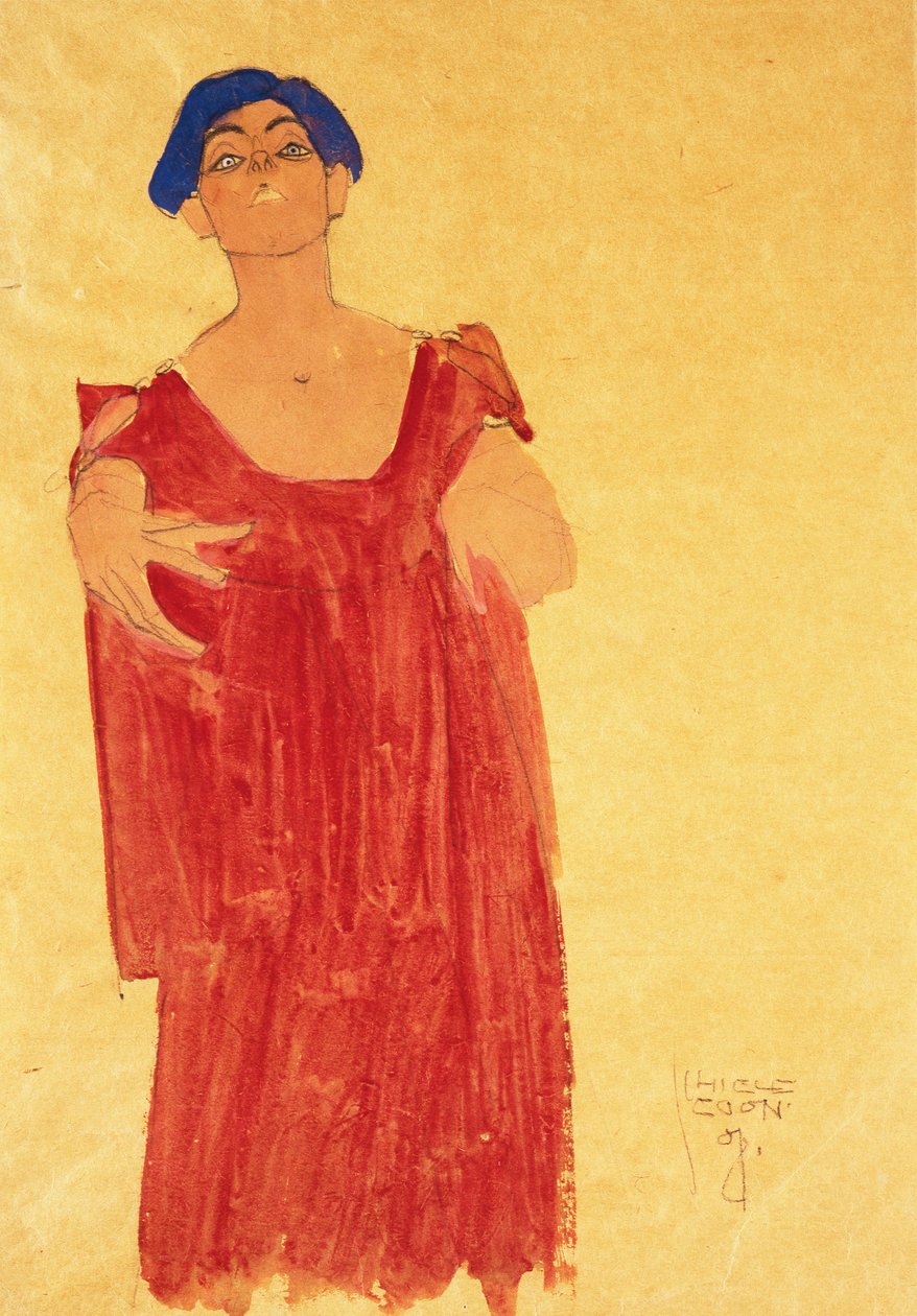 kobieta o niebieskich włosach; Kobieta o niebieskich włosach, 1918 autorstwa Egon Schiele