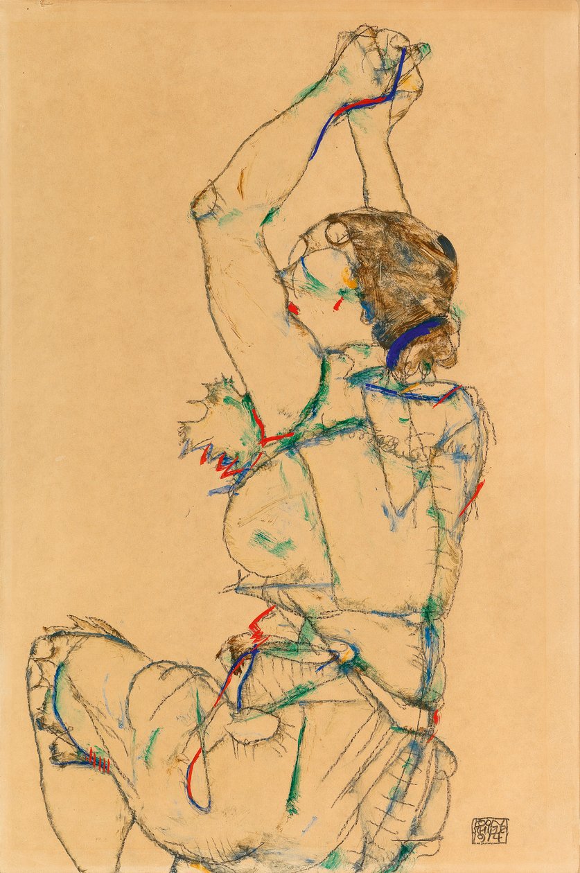 Kobieta z podniesionymi rękami, 1914. autorstwa Egon Schiele