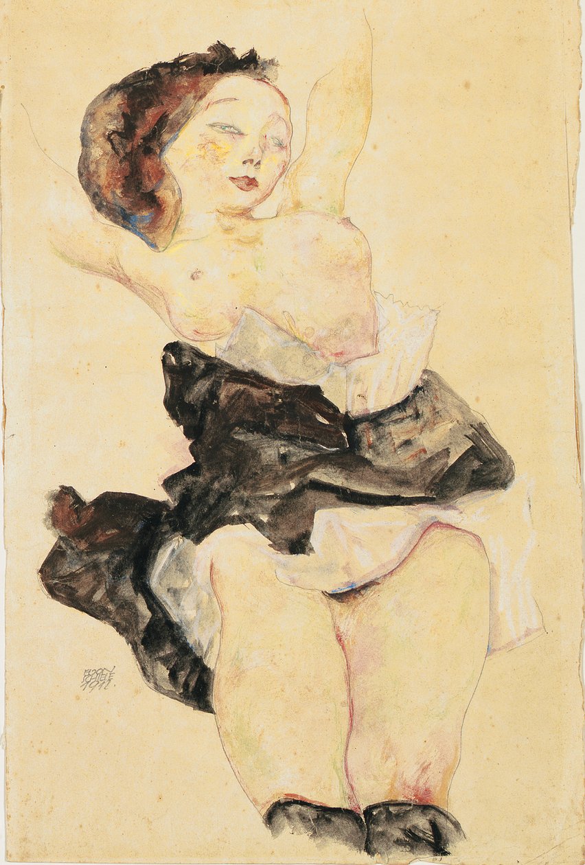 Młoda dziewczyna leżąca, półnaga, 1912 autorstwa Egon Schiele