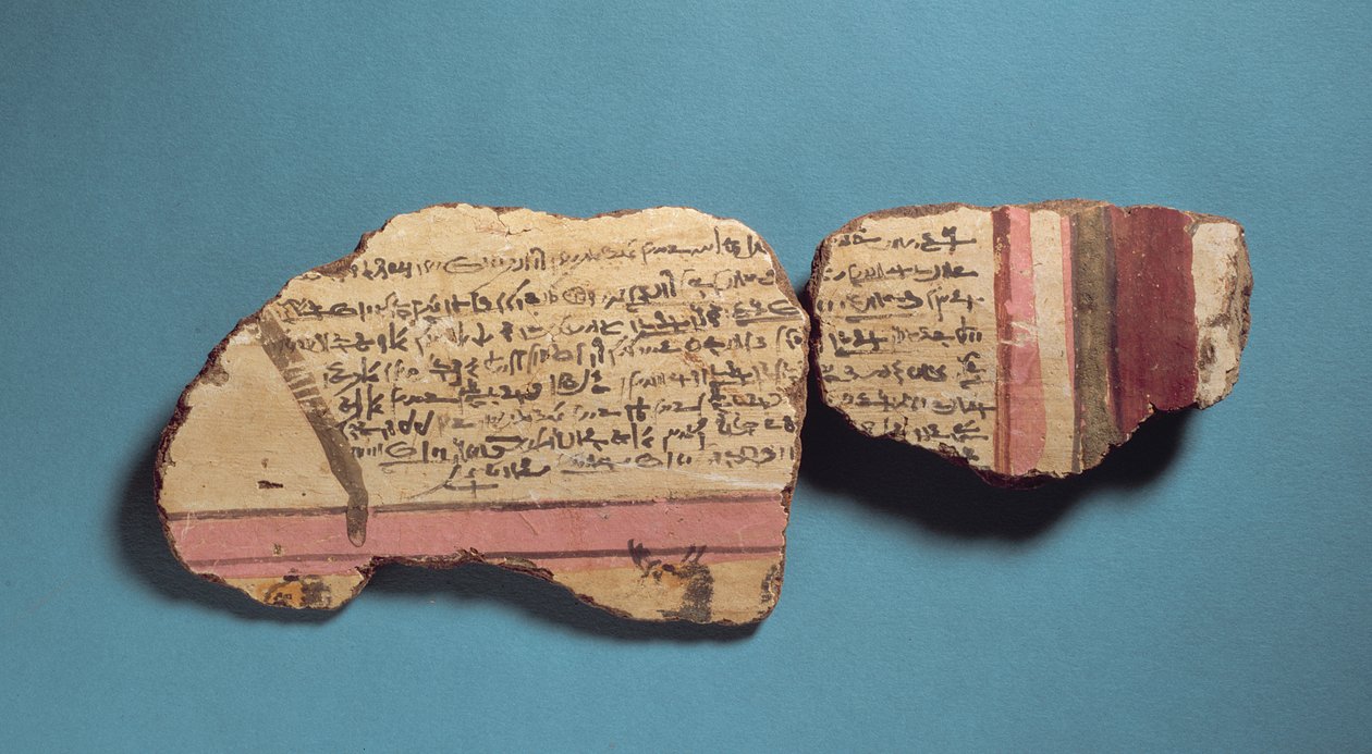 Fragmenty kartonażu z inskrypcjami Demotycznymi (ceramika) autorstwa Egyptian