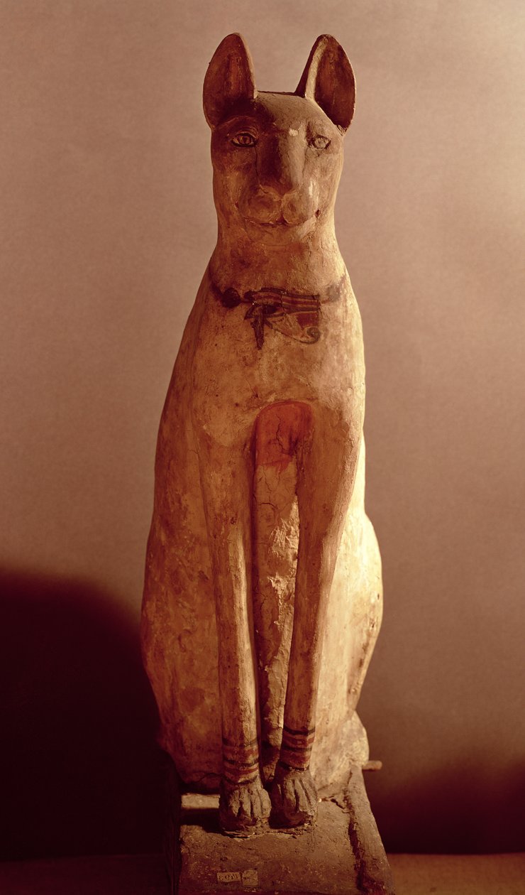 Trumna kota chroniona przez boginię Bastet (drewno malowane) autorstwa Egyptian