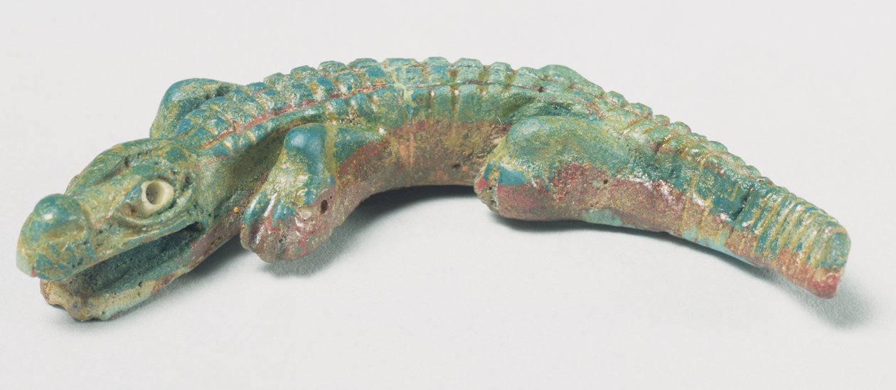 Krokodyl, późny okres ptolemejski do okresu rzymskiego, I wiek pne-I wiek naszej ery (kolorowe szkło) autorstwa Egyptian