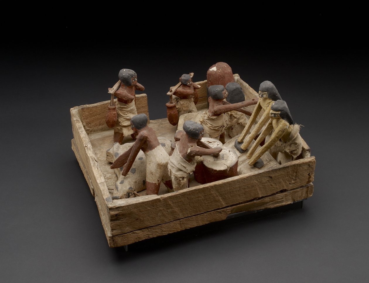 Model przedstawiający czynności związane z pieczeniem, warzeniem i rzeźnictwem drewno, zaprawa i farba autorstwa Egyptian 12th Dynasty