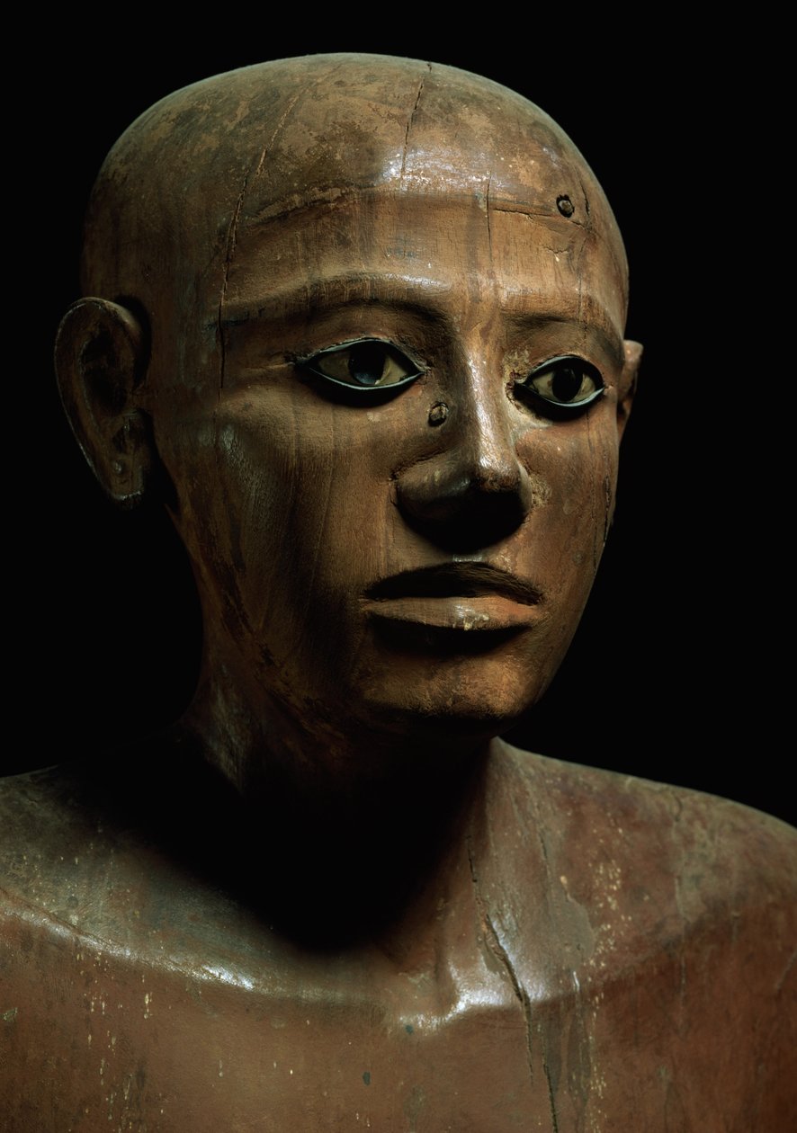 Posąg kanclerza Nachti, z Asyut, wczesne Średnie Państwo, ok. 1900 p.n.e. (malowane drewno) (detal) autorstwa Egyptian 12th Dynasty