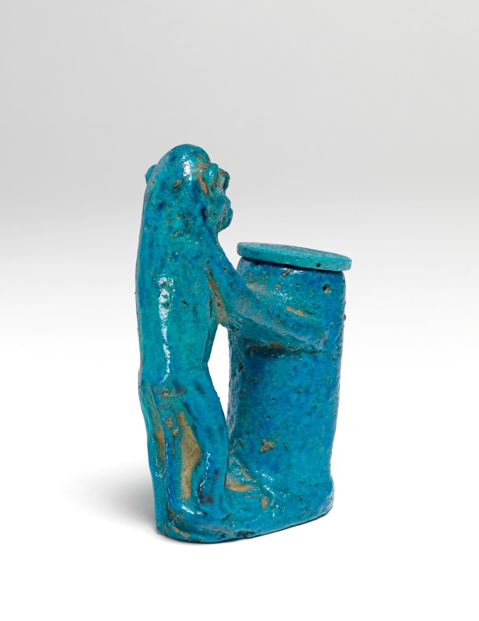 garnek Kohl w formie fajansu małpy patrz też 423000 autorstwa Egyptian 18th Dynasty