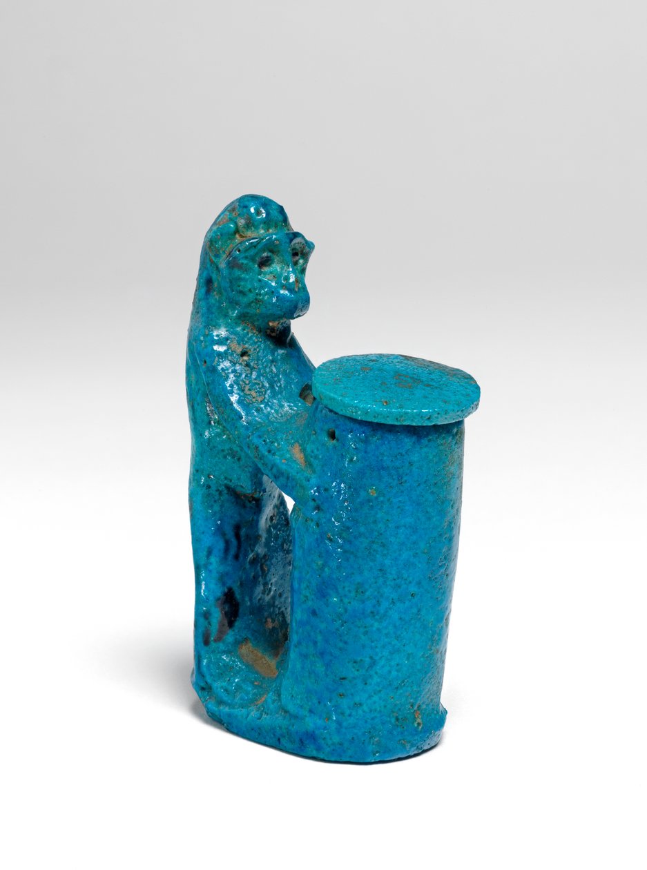 Doniczka Kohl w formie fajansu małpy patrz też 423001 autorstwa Egyptian 18th Dynasty