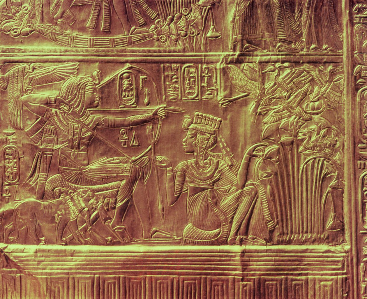 Detal ze Złotej Świątyni, Skarb Tutanchamona (drewno pokryte warstwą zaprawy klejonej i pokryte złotą blachą) autorstwa Egyptian 18th Dynasty