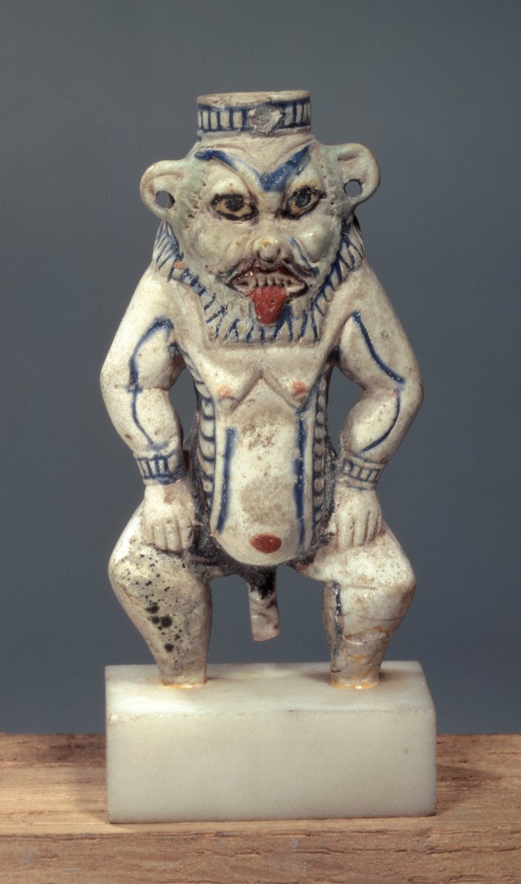 Kohl Pot, przedstawiający egipskiego boga domowego Besa (fajans) autorstwa Egyptian 18th Dynasty