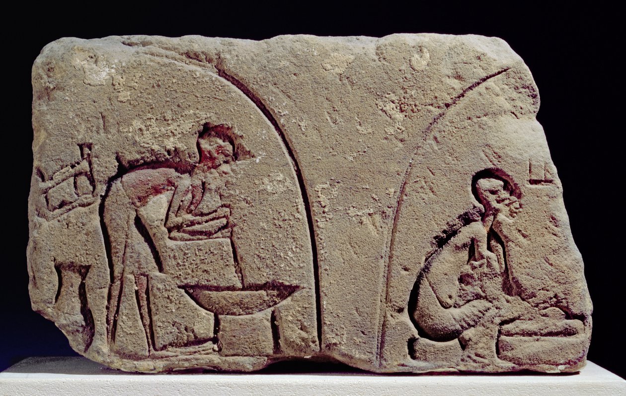 Relief przedstawiający przygotowywanie jedzenia, Amarna, XIV w. p.n.e. (wapień) autorstwa Egyptian 18th Dynasty