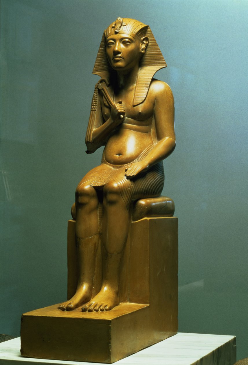 Siedzący posąg faraona, Nowe Królestwo autorstwa Egyptian 18th Dynasty