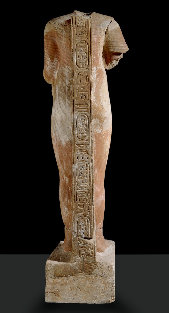 Posąg Akhenatena, widok na plecy autorstwa Egyptian 18th Dynasty