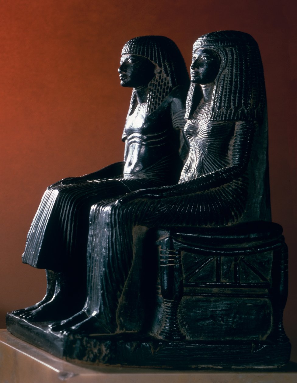 Para urzędników w strojach ceremonialnych, Nowe Królestwo autorstwa Egyptian 19th Dynasty
