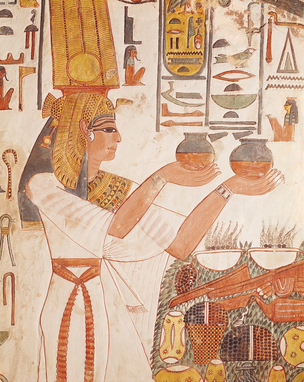Nefertari składa ofiarę z grobowca Nefertari (malowidło ścienne) autorstwa Egyptian 19th Dynasty