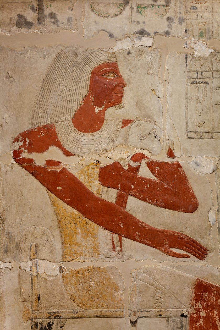 Grób Mastaby z Perneba, ok. 2381-2323 pne (wapień i farba) autorstwa Egyptian 5th Dynasty