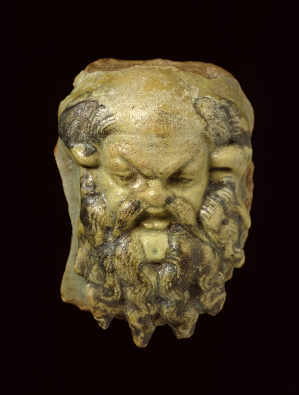 Silenus głowa fajansu glazurowanego autorstwa Egyptian Ptolemaic Period