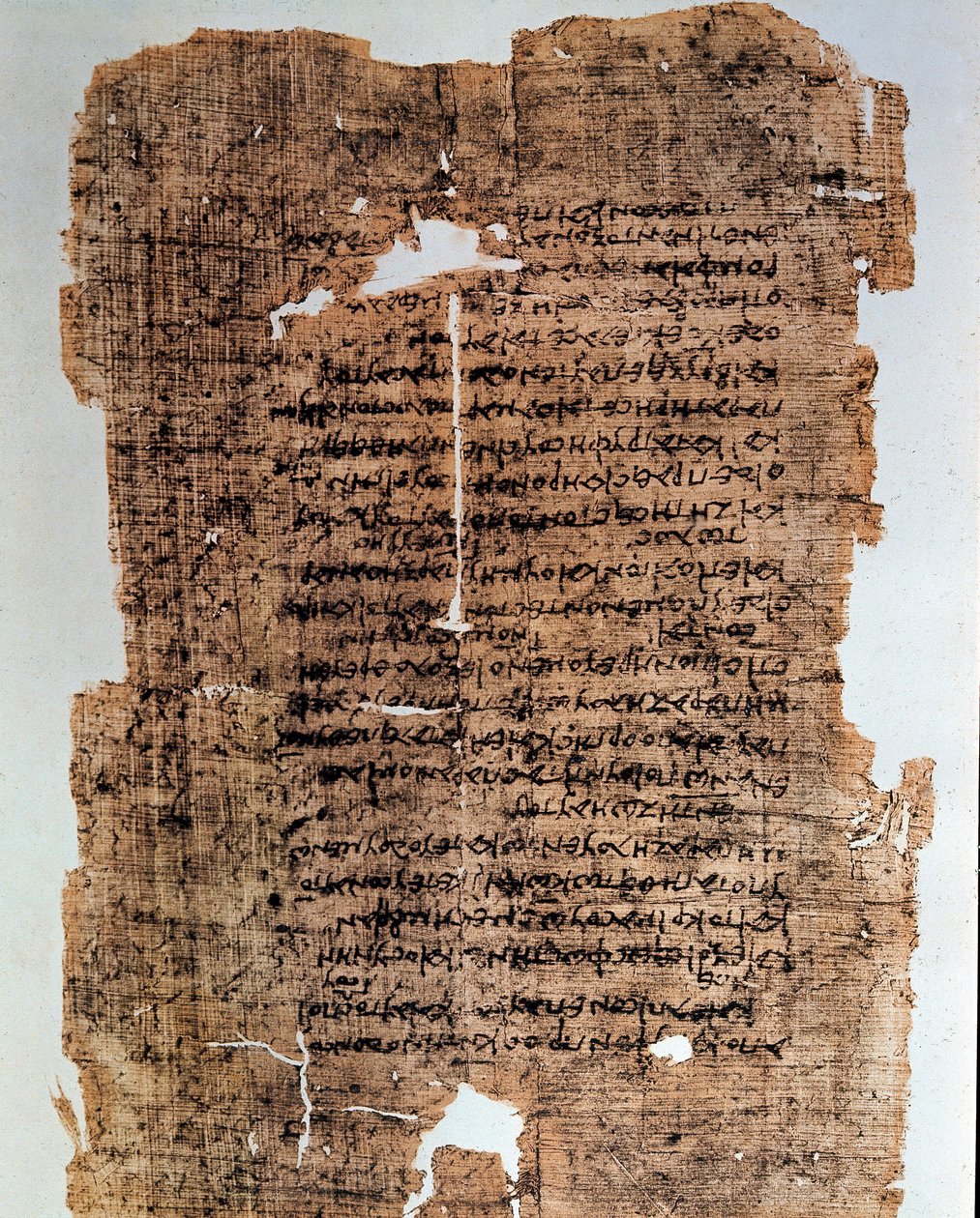 Starożytność egipska: papirus pokryty inskrypcjami. Kodeks z IV wieku p.n.e. Ciemny. 17x28 cm. Aleksandria Egiptu, Muzeum Narodowe autorstwa Egyptian
