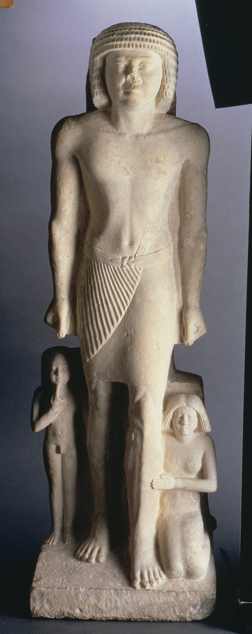 Grupa rodzinna, prawdopodobnie z Sakkary, Stare Królestwo, od końca V do początku VI dynastii (malowany wapień) autorstwa Egyptian