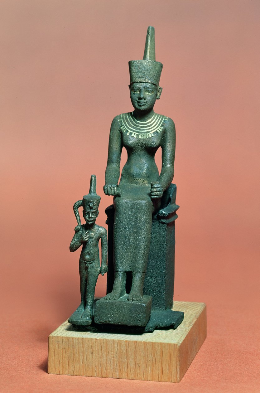 Figurki Izydy i Horusa (brąz) autorstwa Egyptian