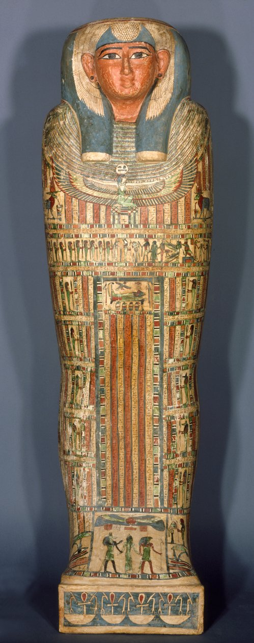 Wewnętrzna trumna Dżedmuta, 26-25 dynastia, okres późny, ok. 715-525 pne (drewno z lnem, zaprawa i farba) autorstwa Egyptian