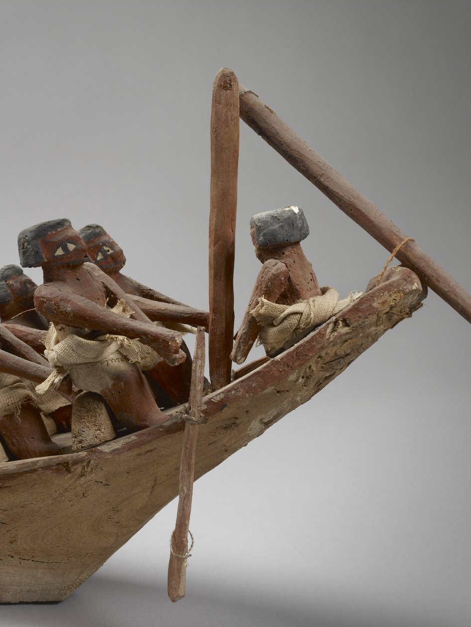 Model łodzi pogrzebowej, Beni Hasan, prawdopodobnie Państwo Środka, c.2060-1786, detal mieszany z 107032 autorstwa Egyptian