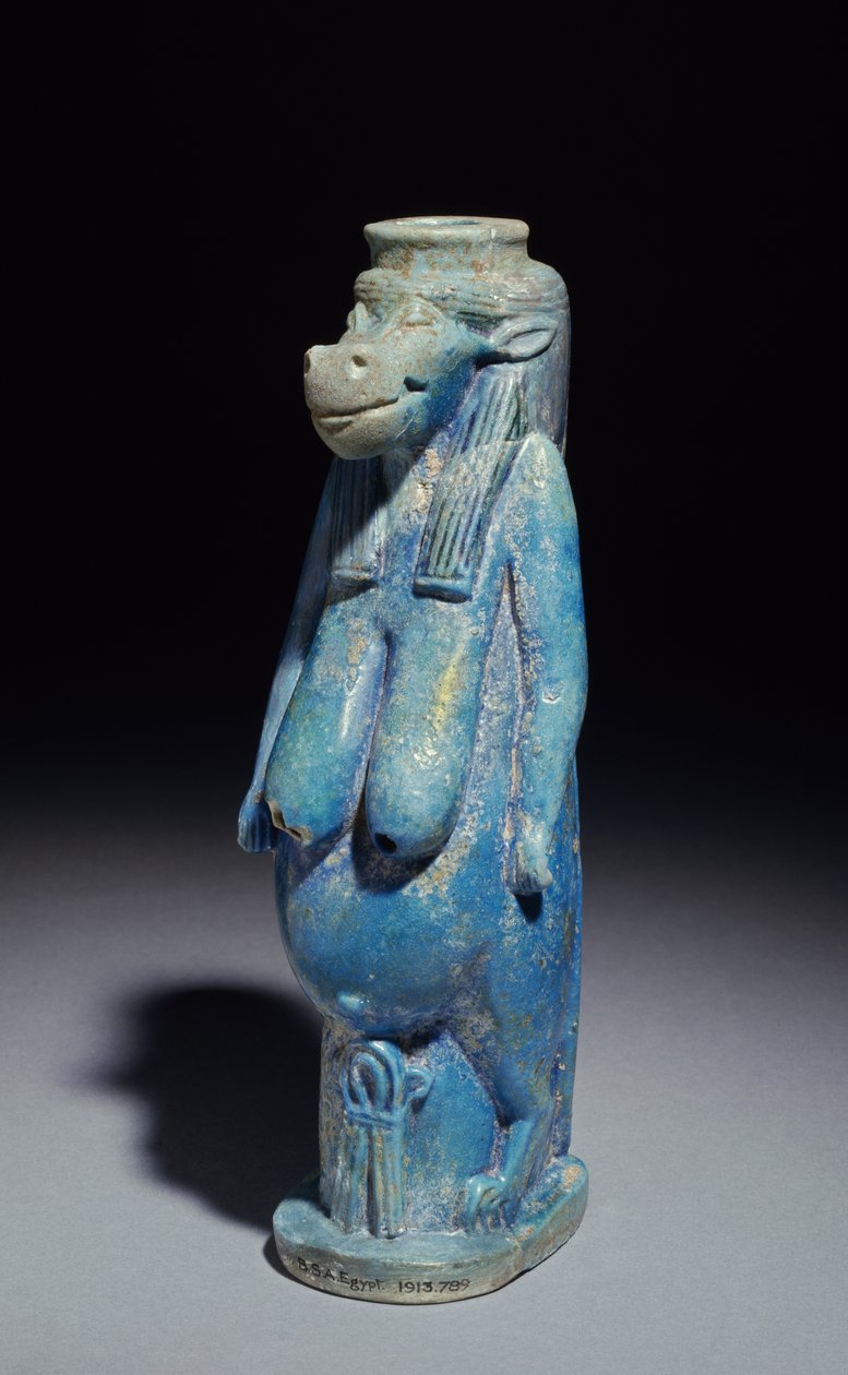 Taueret, bogini hipopotama, prawdopodobnie późny okres, ok. 664-332 pne (fajansowa ceramika glazurowana) autorstwa Egyptian