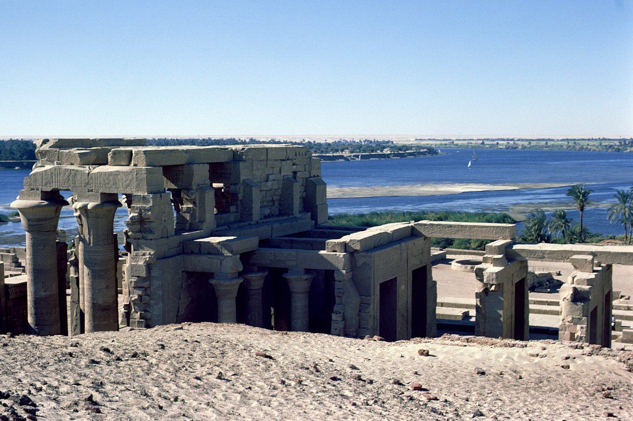 Widok na rzymską i ptolemejską podwójną świątynię Sobka i Haroerisa na Nilu autorstwa Egyptian
