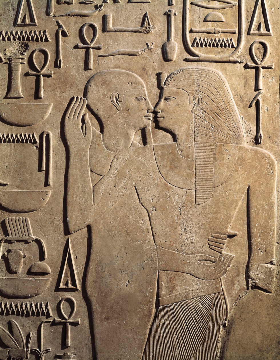 Król Sesostris I z bogiem Ptah z Karnaku, grób Sesostrisa I, Państwo Środka, XII dynastia autorstwa Egyptian 12th Dynasty
