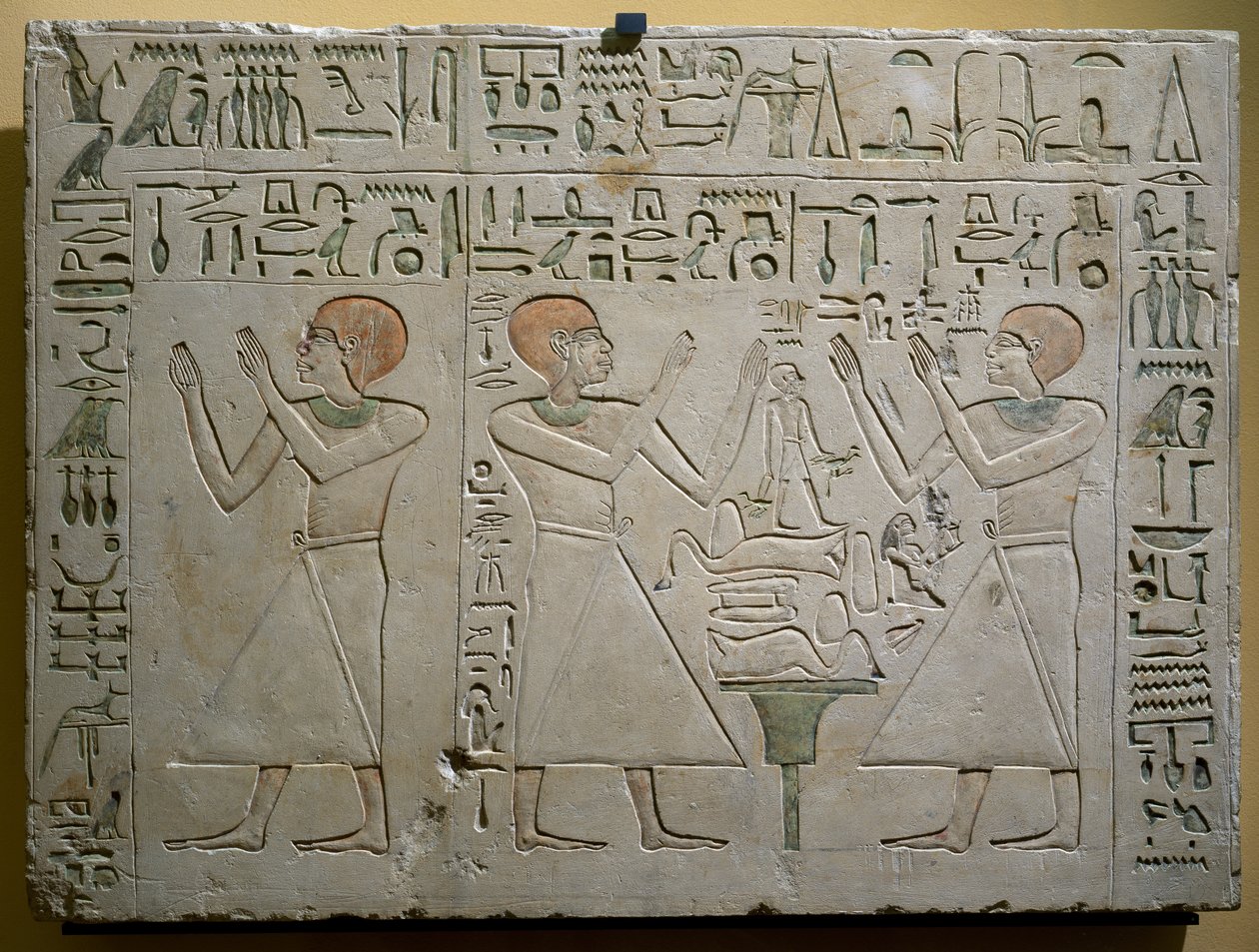 Mery, Hetepuy i Khety, współkanclerze za panowania Senwosreta (Sesostrisa) I, malowana stela wapienna, cywilizacja egipska, Państwo Środka, XII dynastia autorstwa Egyptian 12th Dynasty