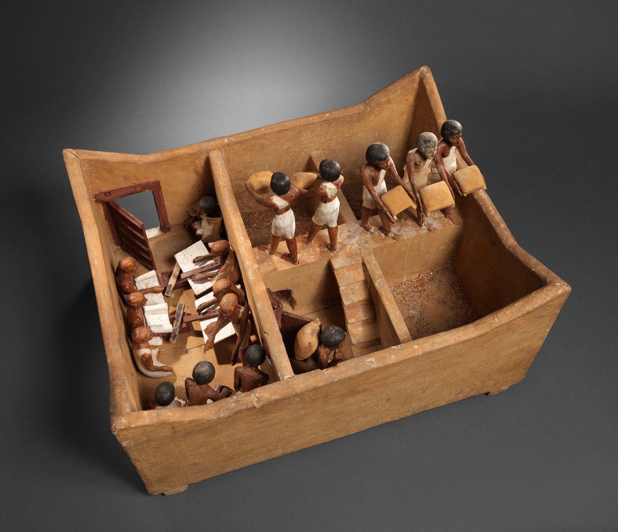 Model spichlerza ze skrybami z grobowca Meketre, ok. 1981-1975 p.n.e. (drewno, tynk, farba, len, ziarno) autorstwa Egyptian 12th Dynasty