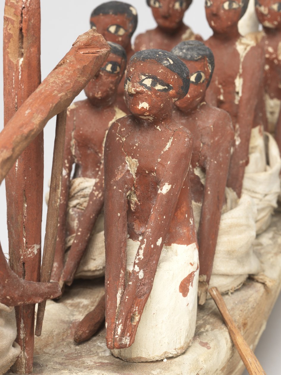 Model łodzi żaglowej z Grobowca Chety (Beni Hasan) Państwa Środka, ok. 2010 r. p.n.e. - 1950 p.n.e. (malowane drewno i len) autorstwa Egyptian 12th Dynasty