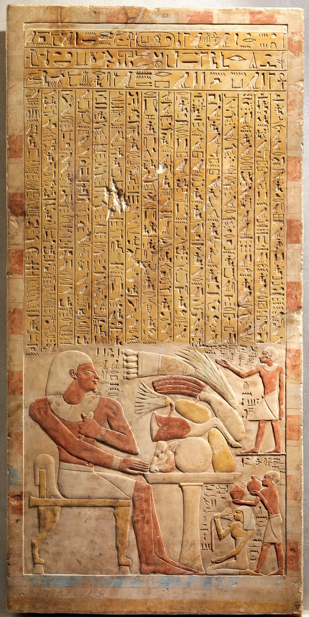 Stela Namiestnika Mentuwosera, ok.1944 pne (malowany wapień) autorstwa Egyptian 12th Dynasty