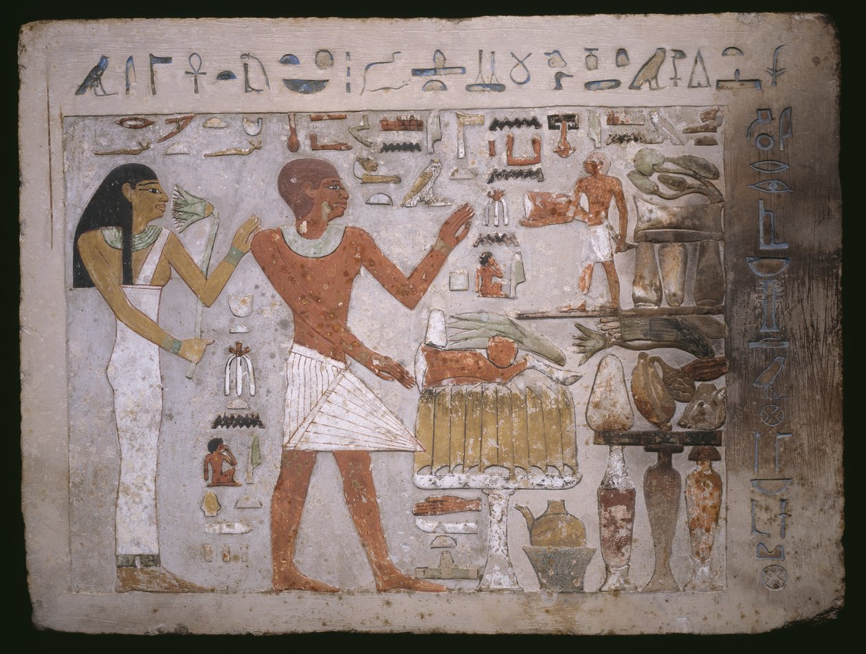 Fragment muru z grobowca Amenemheta i jego żony Hemet, Państwo Środka autorstwa Egyptian 12th Dynasty